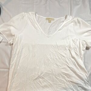 Michael Kors White V-Neck Tie Sleeve Short Sleeve T-Shirt Size L